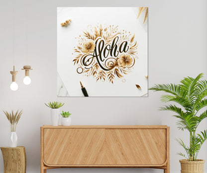 Aloha Wall Art, Aloha Sign Canvas Print, Coastal Wall Art, Framed and Ready to Hang