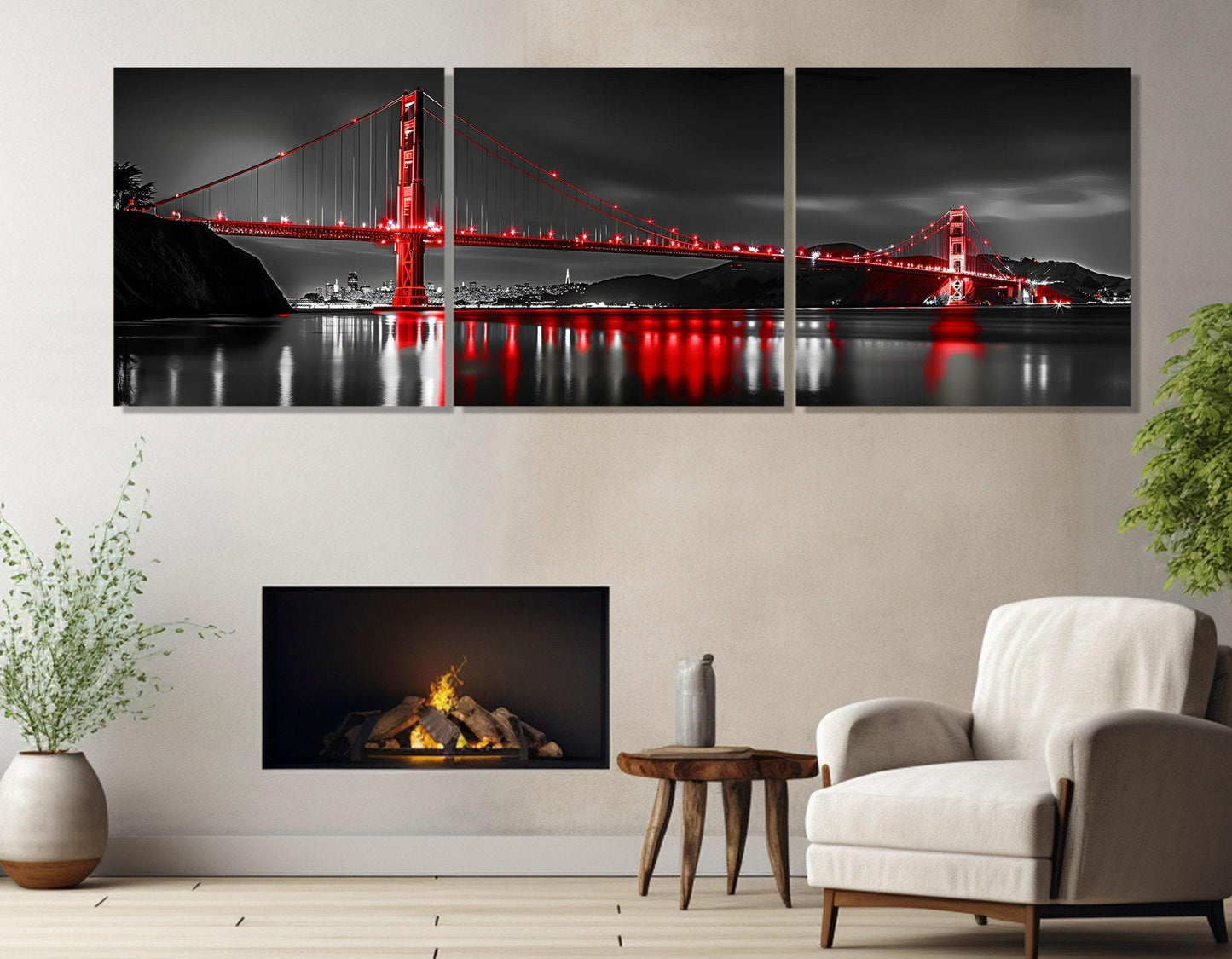 San Francisco Canvas Print - Urban Landscape Art, Golden Gate Bridge Wall Decor, Framed Canvas