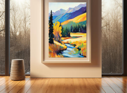 Alpine Landscape Canvas – Impressionist Mountain Painting | Ready to Hang Gallery Wrapped Print