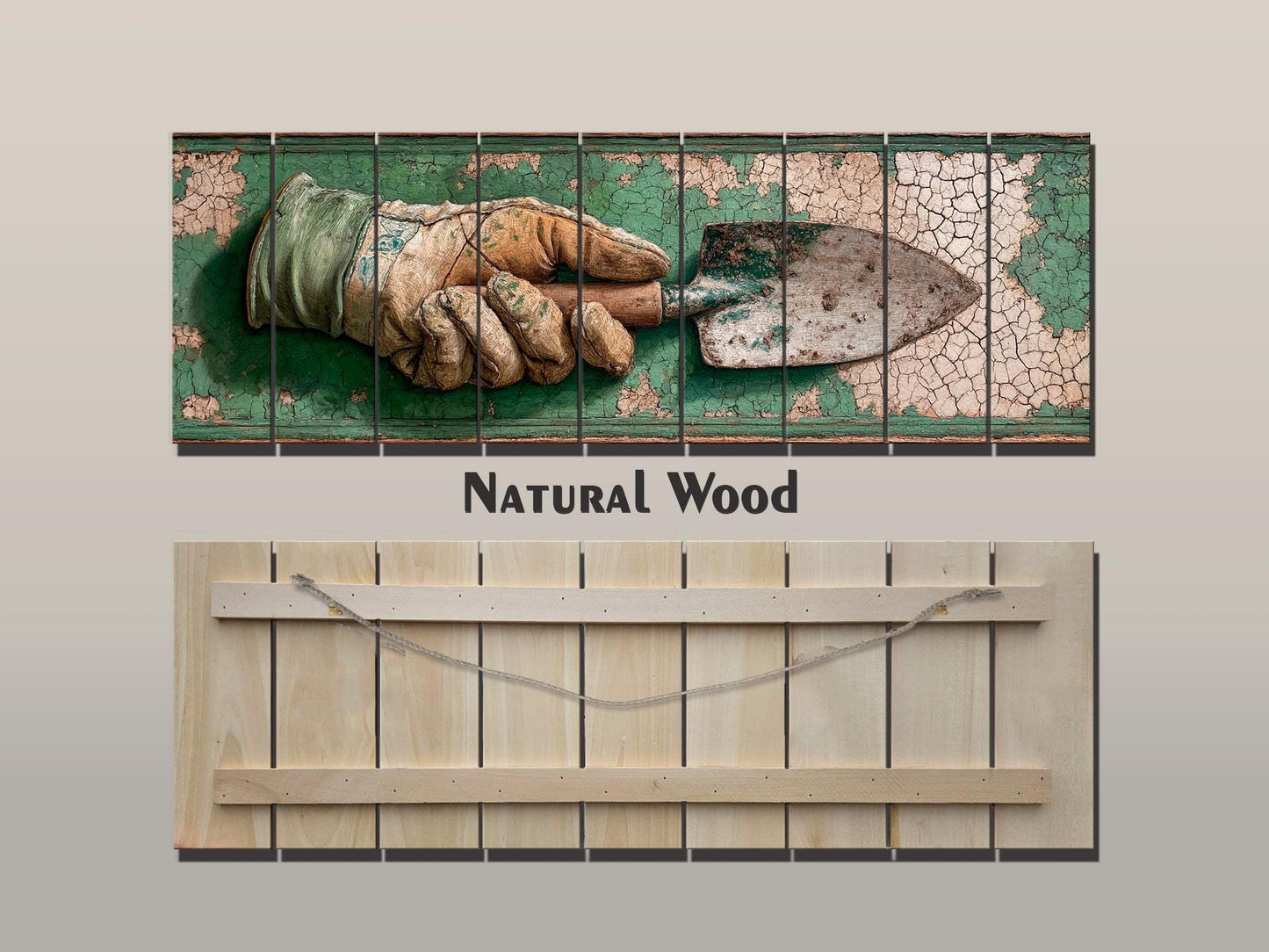 Rustic Garden Wall Art – Farmhouse Wall Decor With Garden Gloves & Trowel Print