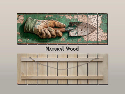 Rustic Garden Wall Art – Farmhouse Wall Decor With Garden Gloves & Trowel Print