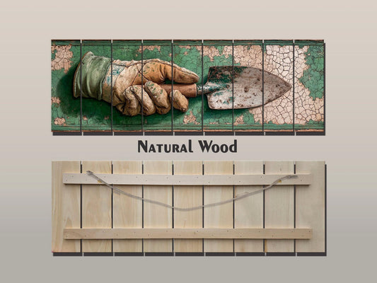 Rustic Garden Wall Art – Farmhouse Wall Decor With Garden Gloves & Trowel Print