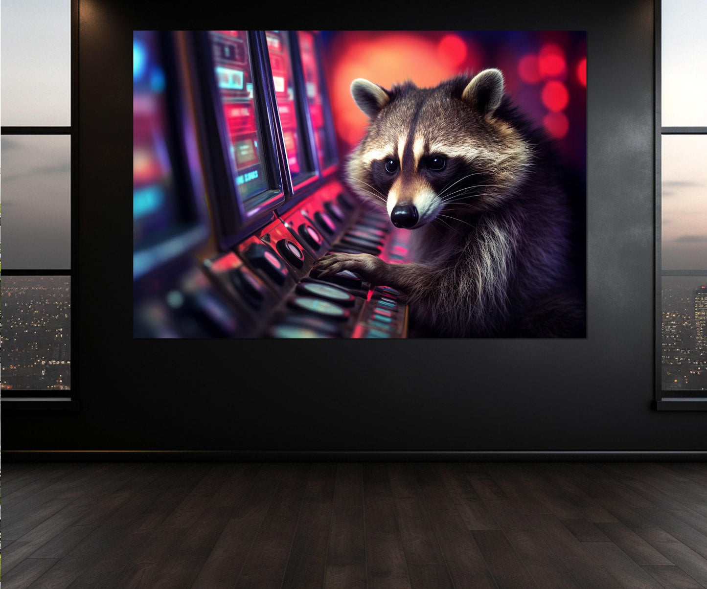 Raccoon Canvas Print - Funny Casino Wall Art | Framed Gallery Wrapped Cotton Canvas