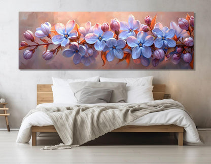 Lilac Canvas Art – Floral Wall Decor | Large Bedroom Panoramic Print, Ready to Hang