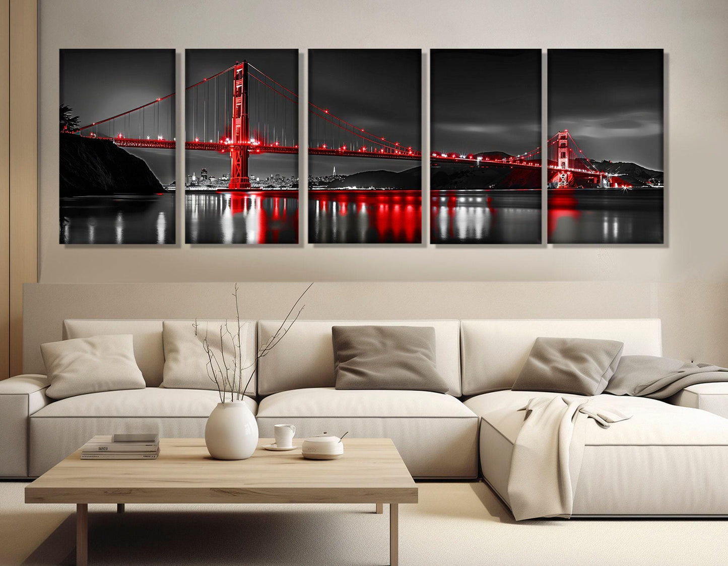 San Francisco Canvas Print - Urban Landscape Art, Golden Gate Bridge Wall Decor, Framed Canvas
