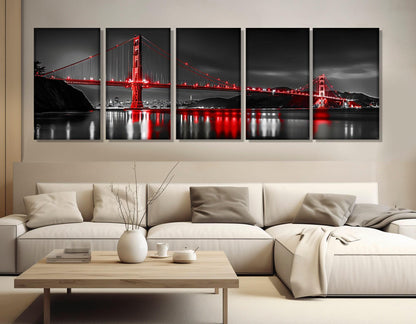 San Francisco Canvas Print - Urban Landscape Art, Golden Gate Bridge Wall Decor, Framed Canvas