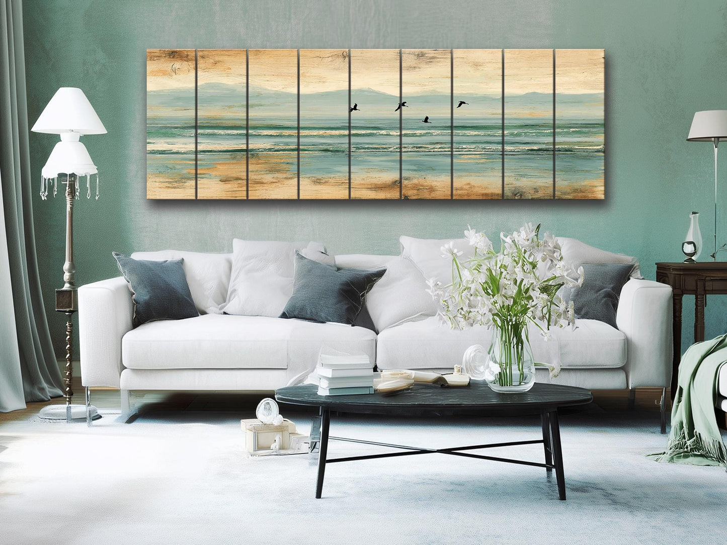 Coastal Wood Art – Pelican Wall Print on Natural Linden Wood, Rustic Beach Decoration