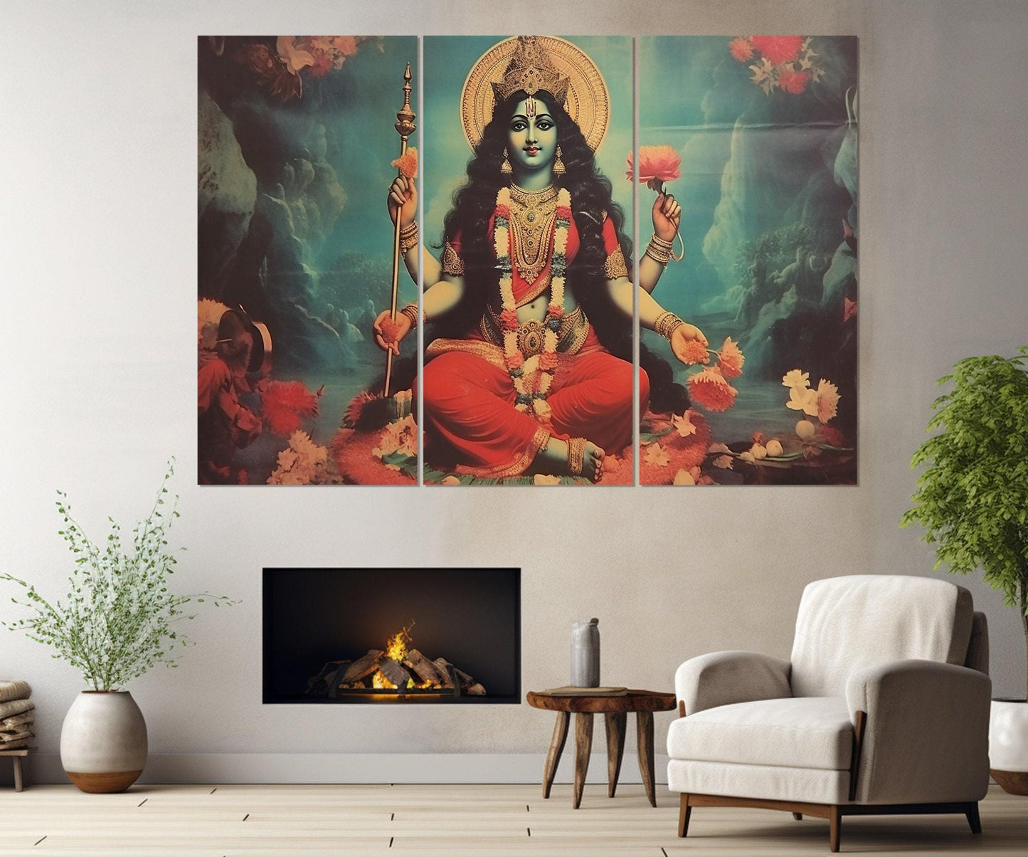 Mata Matangi - Indian Goddess Canvas Print, Vintage Indian Hindu God Painting, Indian Religious Wall Art, Framed and Ready to Hang