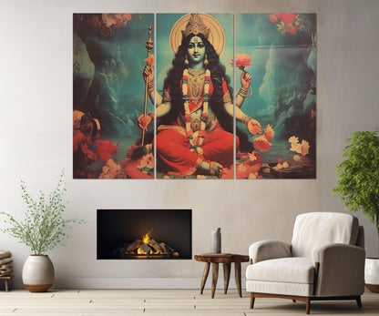 Mata Matangi - Indian Goddess Canvas Print, Vintage Indian Hindu God Painting, Indian Religious Wall Art, Framed and Ready to Hang