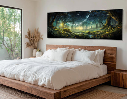 Fantasy Forest Canvas Print – Fireflies Wall Art | Gallery Wrapped Cotton Canvas