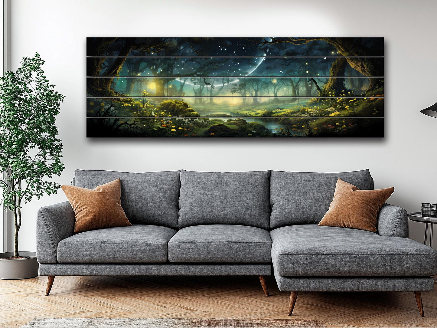 Fantasy Forest Print On Natural Wood