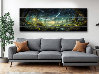 Fantasy Forest Print On Natural Wood