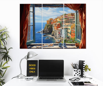 Riomaggiore Canvas Print – Cinque Terre Painting | Framed Canvas Art, Ready to Hang