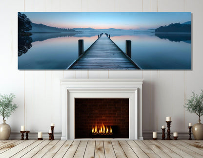 Lake Bridge Canvas Print - Scenic Large Lake Painting | Framed Gallery Wrapped Art