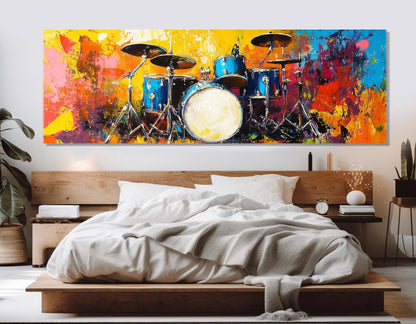 Large Drums Set Canvas Print, Music Wall Art, Drummer Gift, Drums Wall Art, Drums Painting, Framed and Ready to Hang