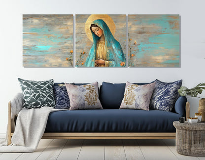 Virgin Mary Canvas Print – Framed Christian Wall Art | Ready to Hang Gallery Wrapped Canvas