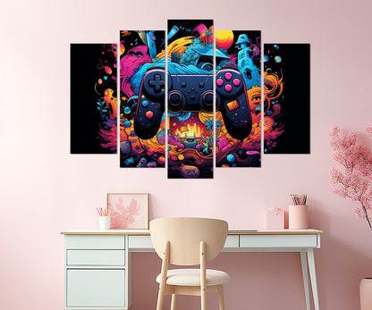 Gaming Wall Art - Abstract Gamepad Canvas Print | Ready to Hang Gamer Gift