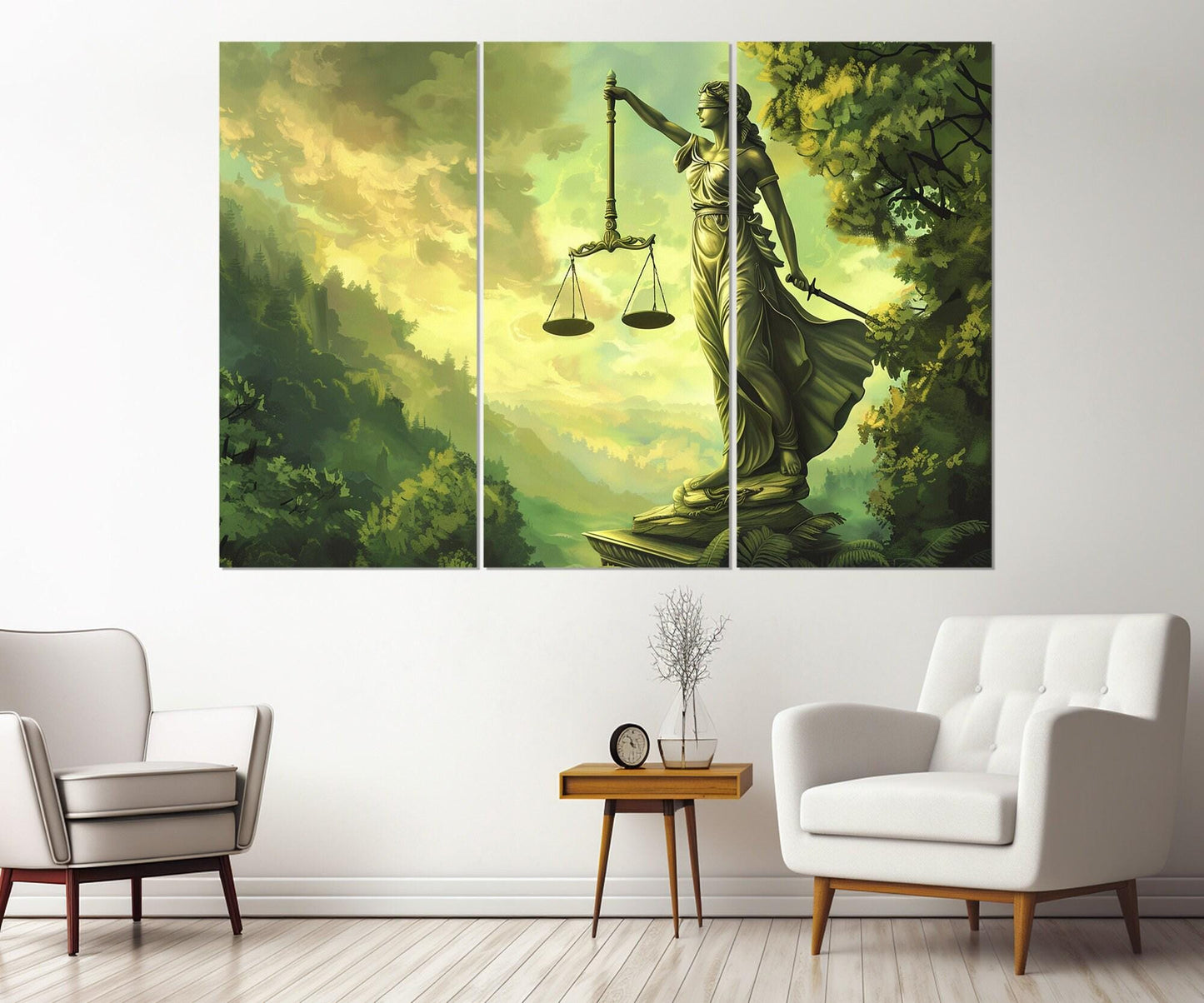 Lady Justice Canvas Print - Abstract Justice Painting | Lawyer Office Decor, Framed Wall Art