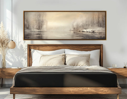 Winter Landscape Canvas - Dramatic Snowy Forest Art | Framed Wall Decor Ready to Hang