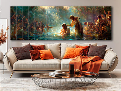 Baptism of Jesus Painting - Wood Wall Art | Jesus Baptism Print on Wood