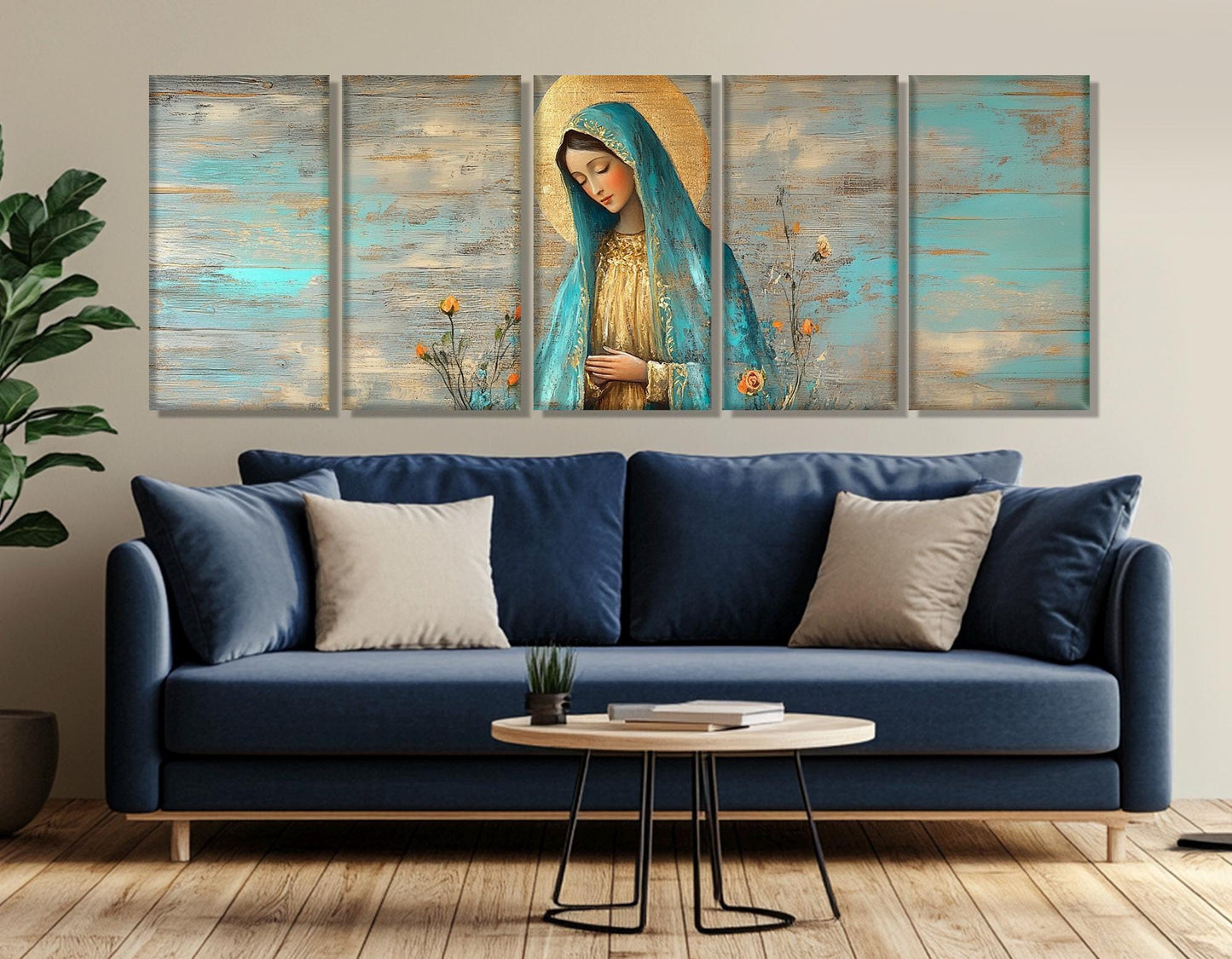 Virgin Mary Canvas Print – Framed Christian Wall Art | Ready to Hang Gallery Wrapped Canvas