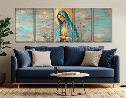 Virgin Mary Canvas Print – Framed Christian Wall Art | Ready to Hang Gallery Wrapped Canvas