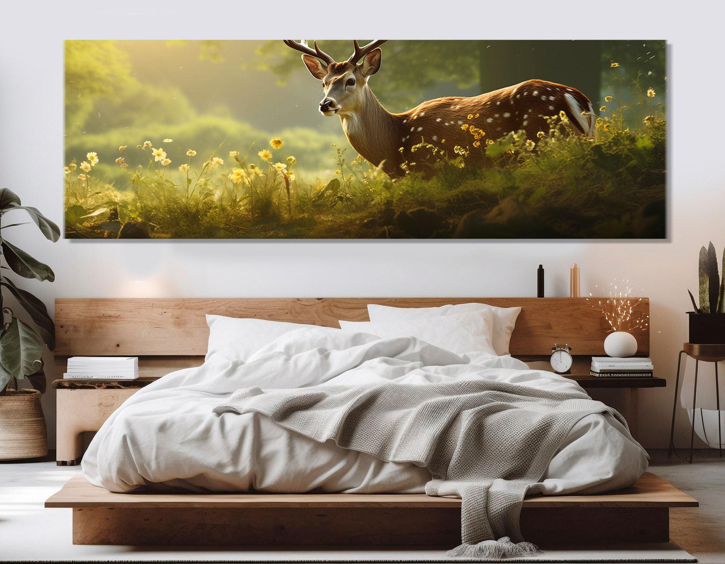 Deer Wall Art – Abstract Summer Forest Canvas Print | Framed & Ready to Hang