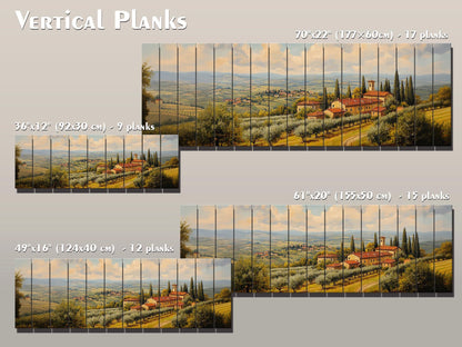Italy Rolling Hills Print on Natural Wood –  Italy Wall Art