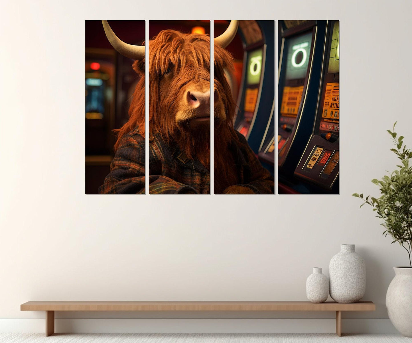 Buffalo Canvas Print – Casino Wall Art With Framed Cotton Canvas, Rustic Decor