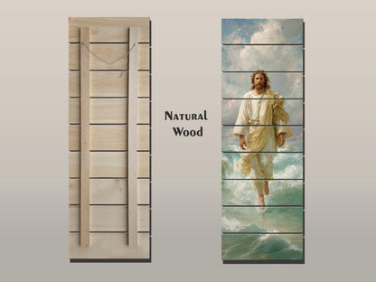 Jesus Walking on Water - Divine Wall Decor | Sacred Wooden Faith Print