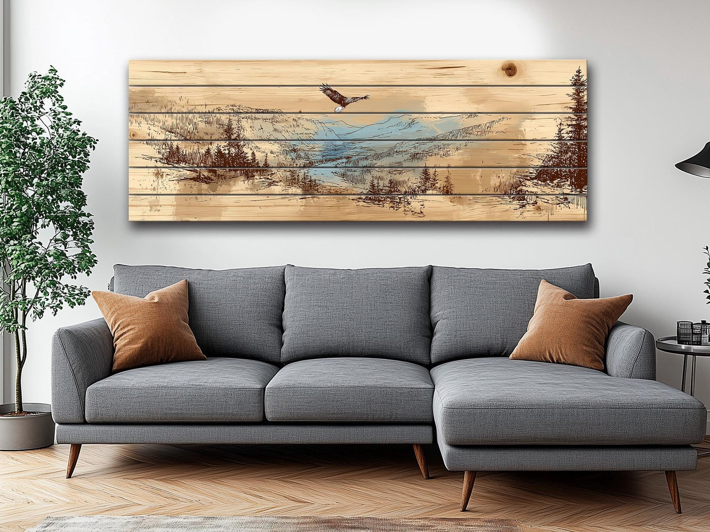 Bald Eagle Wood Art – Mountain Valley Wall Art | Rustic Cabin Decor