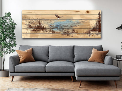Bald Eagle Wood Art – Mountain Valley Wall Art | Rustic Cabin Decor