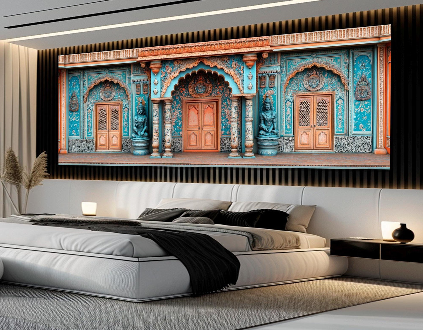 Madhubani Doors Canvas | Indian Wall Art - Framed Cotton Canvas Print, Ready to Hang