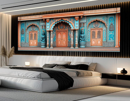 Madhubani Doors Canvas | Indian Wall Art - Framed Cotton Canvas Print, Ready to Hang