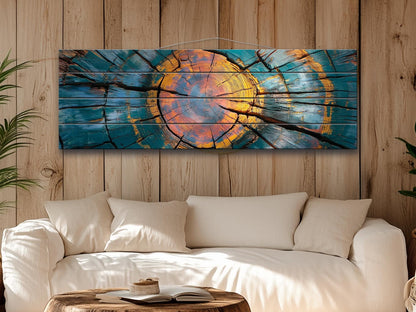 Rustic Wood Wall Art - Abstract Tree Rings Print on Natural Wood, Modern Wall Decor, Wood in Interior, Wood Texture Painting, Wooden Decor