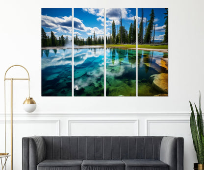 Yellowstone Lake Painting – National Park Canvas Print | Framed & Ready to Hang Art