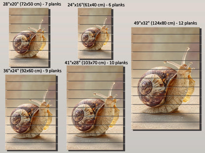 Snail Painting Wood Art – Whimsical Animal Print, Rustic Wood Wall Decor | Eco Friendly