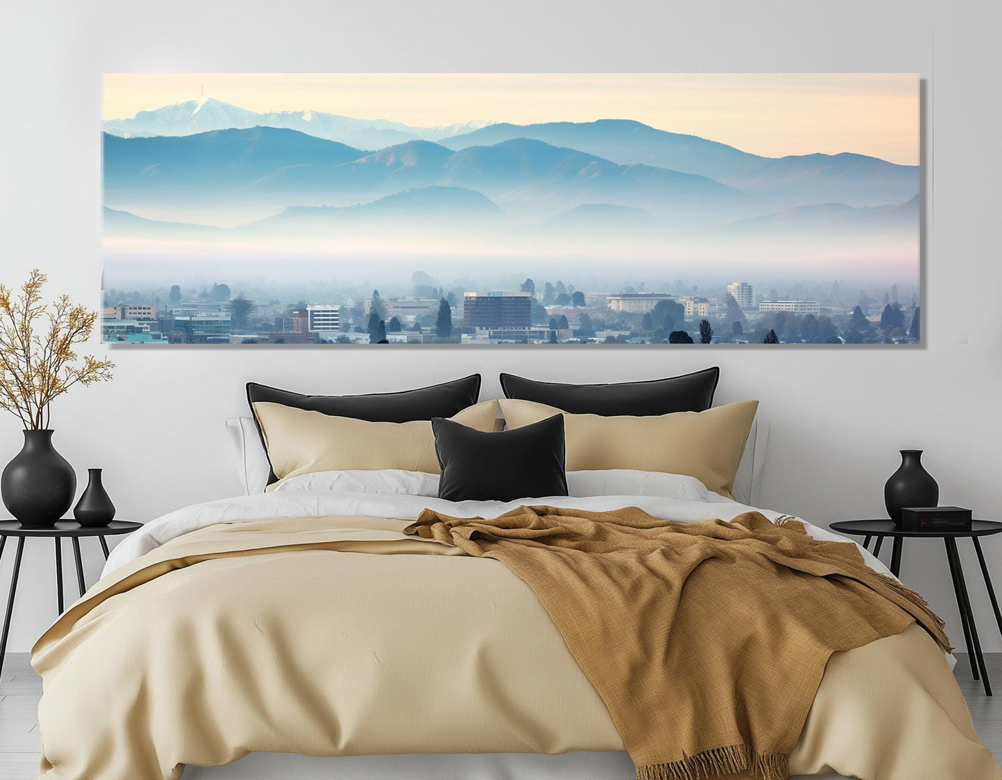 San Jose Canvas Print – Large Foggy Skyline Art | Framed Gallery Wrapped Cotton Canvas