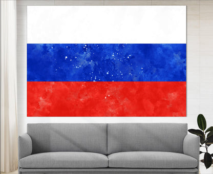 Russia Flag Canvas Print - Framed Ready to Hang Cotton Wall Art Decor