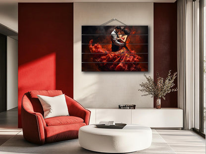 Wood Wall Art – Flamenco Dance Print | Vintage Dance Art on Natural Wood