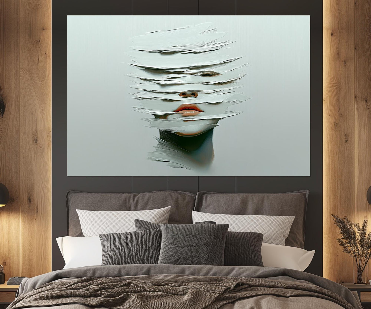 Expressionist Canvas Print – Woman Face Painting on Ocean Waves, Ready to Hang