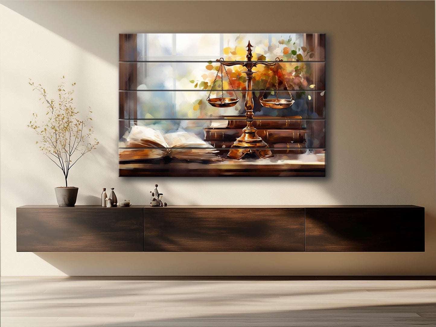 Wooden Wall Art – Rustic Valletta Skyline Wood Plank Painting | Natural Wood Artwork