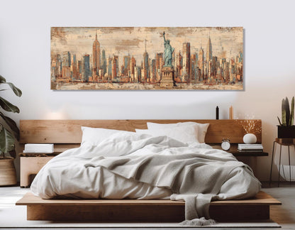 New York City Canvas - Vintage Retro Wall Art | Framed Gallery Wrapped Print