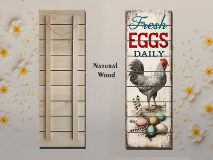 Fresh Eggs Wood Sign – Rustic Kitchen Decor With Distressed Wood Wall Art