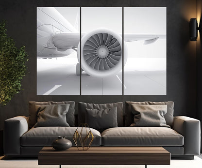 Plane Turbine Canvas Print - Minimalist Aviation Wall Art | Ready To Hang Framed Cotton Canvas