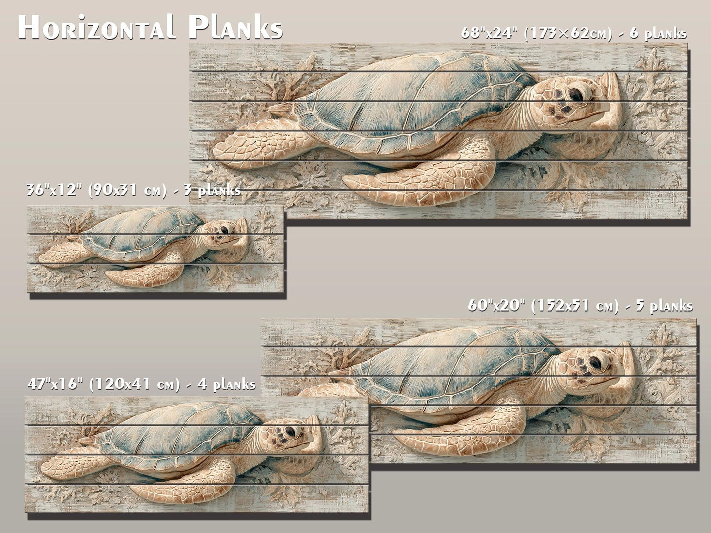 Sea Turtle Wall Art | Rustic Wood Art - Coastal Turtle Artwork on Wood Print