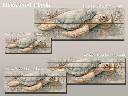 Sea Turtle Wall Art | Rustic Wood Art - Coastal Turtle Artwork on Wood Print