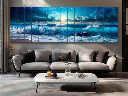 Wood Wall Art – Panoramic Sea Print | Nautical Wooden Wall Decor, Fade Resistant Print