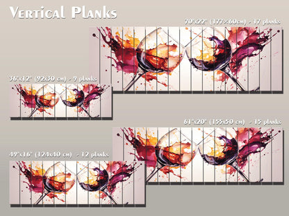 Wood Wall Art – Rustic Wine Glass Wall Decor Printed on Wood Planks, Ready to Hang