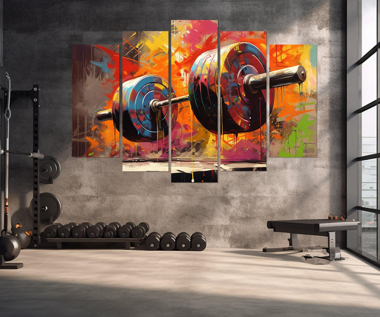 Weightlifting Canvas Print – Abstract Gym Wall Decor | Fitness Painting, Motivational Art